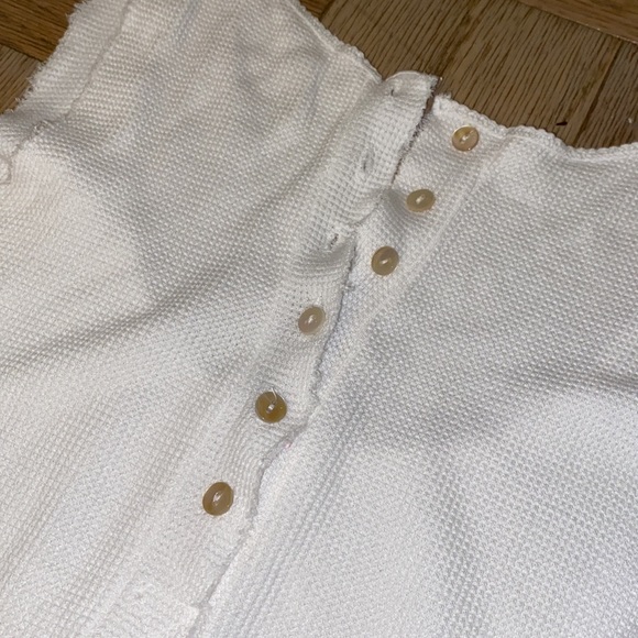NEW White waffle Henley tank top. - Picture 7 of 12